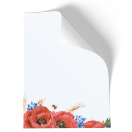 100 fogli di carta da lettera decorati FIORI DI CAMPO DIN A5