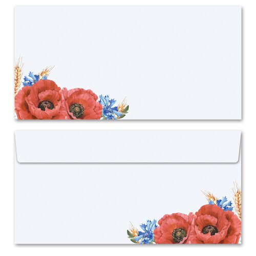 10 enveloppes à motifs au format DIN LONG - FLEURS DE TERRAIN (sans fenêtre)