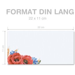 10 enveloppes à motifs au format DIN LONG - FLEURS DE TERRAIN (sans fenêtre)