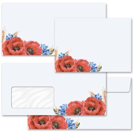 10 enveloppes à motifs au format DIN LONG - FLEURS DE TERRAIN (avec fenêtre)