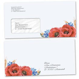 Briefumschläge FELDBLUMEN - 100 Stück DIN LANG (mit Fenster)