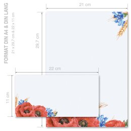 100-pc. Complete Motif Letter Paper-Set FIELD FLOWERS