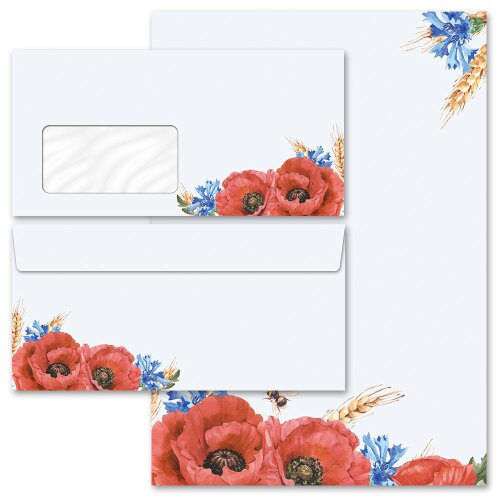 40-pc. Complete Motif Letter Paper-Set FIELD FLOWERS
