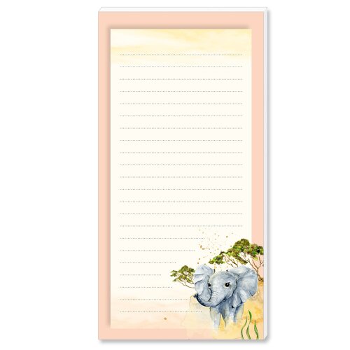 Notepads ELEPHANT | DIN LONG Format |  10 Blocks Animals, Wilderness, Paper-Media