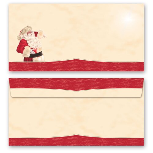25 patterned envelopes SANTA CLAUS - MOTIF in standard DIN long format (windowless) Christmas, St Nicholas, Paper-Media