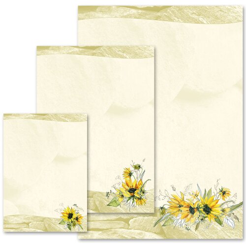 Briefpapier - Motiv GELBE SONNENBLUMEN | Blumen & Blüten Natur | Hochwertiges Briefpapier einseitig bedruckt | Online bestellen! | Paper-Media