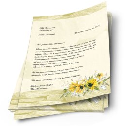 20 fogli di carta da lettera decorati Fiori & Petali GIRASOLI GIALLI DIN A4 - Paper-Media