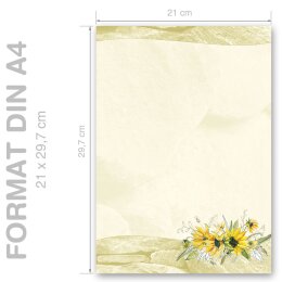 YELLOW SUNFLOWERS Briefpapier Nature CLASSIC 20 sheets, DIN A4 (210x297 mm), A4C-8363-20