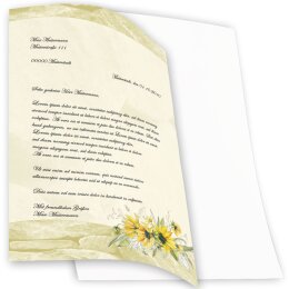 Motif Letter Paper! YELLOW SUNFLOWERS 20 sheets DIN A4