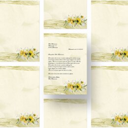 Motif Letter Paper! YELLOW SUNFLOWERS 20 sheets DIN A4