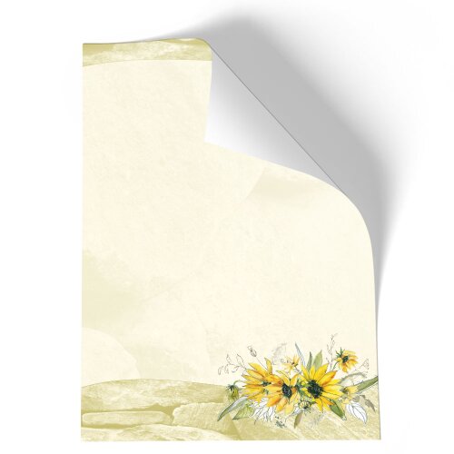 Briefpapier - Motiv GELBE SONNENBLUMEN | Blumen & Blüten | Hochwertiges DIN A4 Briefpapier - 50 Blatt | 90 g/m² | einseitig bedruckt | Online bestellen!