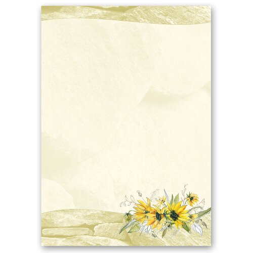 Motif Letter Paper! YELLOW SUNFLOWERS 50 sheets DIN A4 Flowers & Petals, Nature, Paper-Media