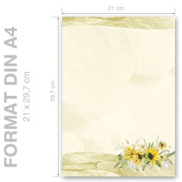 GELBE SONNENBLUMEN Briefpapier Natur CLASSIC 250 Blatt Briefpapier, DIN A4 (210x297 mm), A4C-8363-250
