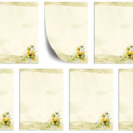 50 fogli di carta da lettera decorati GIRASOLI GIALLI DIN A5