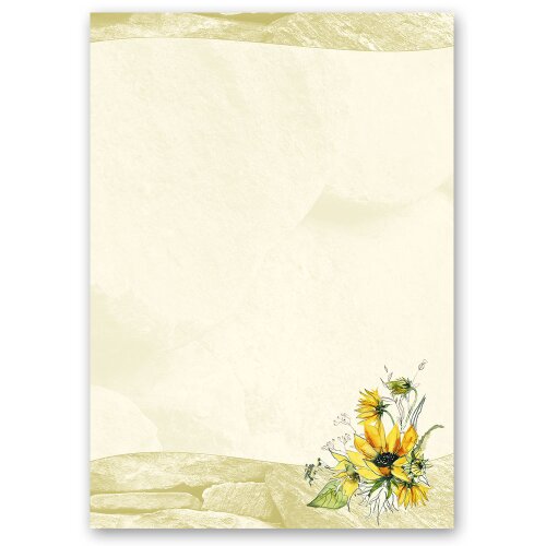 Motif Letter Paper! YELLOW SUNFLOWERS 100 sheets DIN A5 Flowers & Petals, Nature, Paper-Media
