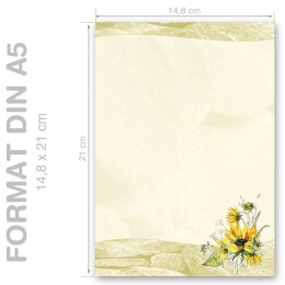 YELLOW SUNFLOWERS Briefpapier Nature CLASSIC 100 sheets, DIN A5 (148x210 mm), A5C-160-100