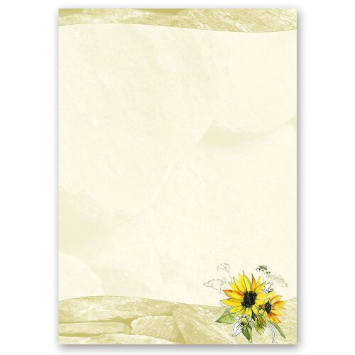 Motif Letter Paper! YELLOW SUNFLOWERS 100 sheets DIN A6 Flowers & Petals, Nature, Paper-Media