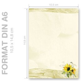 GELBE SONNENBLUMEN Briefpapier Natur CLASSIC 100 Blatt Briefpapier, DIN A6 (105x148 mm) Hoch, A6C-692-100
