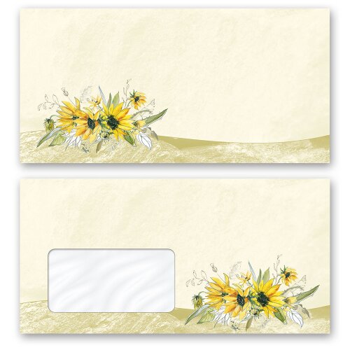 Flowers motif, Envelopes Flowers & Petals, YELLOW SUNFLOWERS  - DIN LONG & DIN C6 | Motifs from different categories - Order online! | Paper-Media