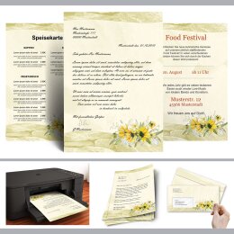 25 patterned envelopes YELLOW SUNFLOWERS in standard DIN long format (windowless)