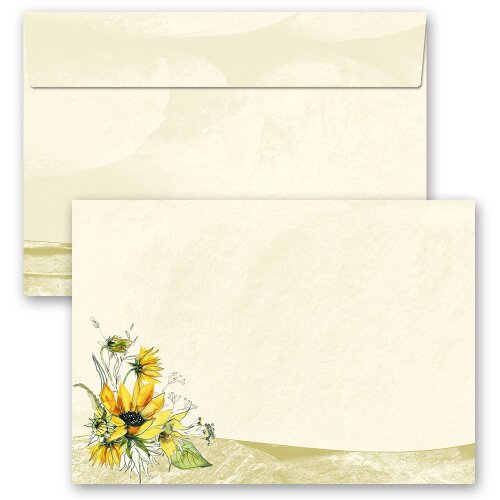 10 enveloppes à motifs au format C6 - TOURNESOLS JAUNE (sans fenêtre) Fleurs & Pétales, Motif de fleurs, Paper-Media
