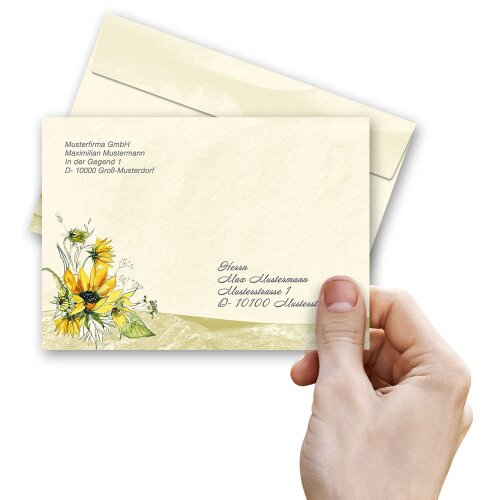 GELBE SONNENBLUMEN Briefumschläge Blumenmotiv "CLASSIC" 25 Briefumschläge, DIN C6 (162x114 mm), C6-8363-25