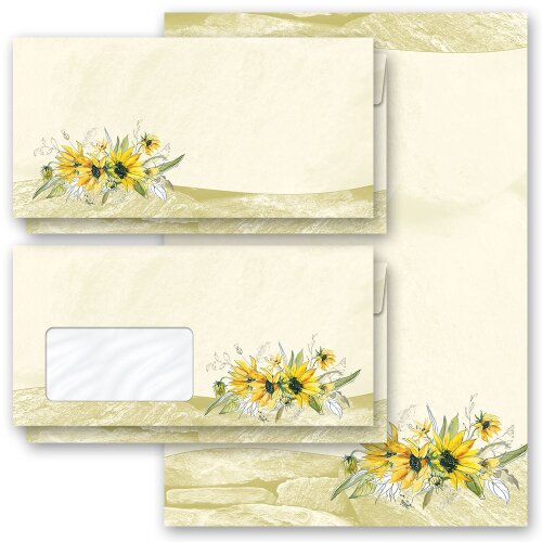 Papier à lettres et enveloppes Sets TOURNESOLS JAUNE Fleurs & Pétales, Motif de fleurs, Paper-Media