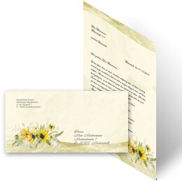 100-pc. Complete Motif Letter Paper-Set YELLOW SUNFLOWERS