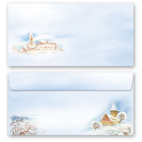Briefumschläge WINTERLANDSCHAFT - 25 Stück DIN LANG (ohne Fenster) Natur & Landschaft, Jahreszeiten - Winter, Winter, Paper-Media