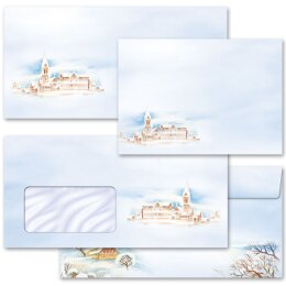 Briefumschläge WINTERLANDSCHAFT - 25 Stück DIN LANG (ohne Fenster)