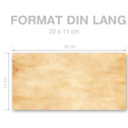 25 sobres estampados PERGAMINO - Formato: DIN LANG (sin ventana)