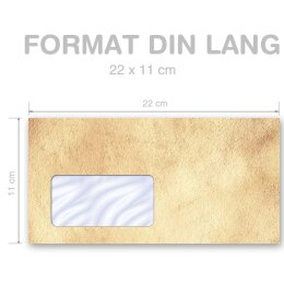 25 patterned envelopes ANTIQUE in standard DIN long format (with windows)