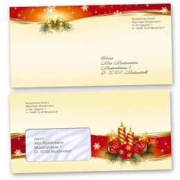 Buste Natale, SERENO NATALE 25 buste (con finestra) - DIN LONG (220x110 mm) | Auto-adesivo | Ordine in linea! | Paper-Media
