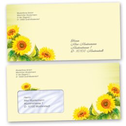 Envelopes Flowers & Petals, SUNFLOWERS 25 envelopes (windowless) - DIN LONG (220x110 mm) | Self-adhesive | Order online! | Paper-Media