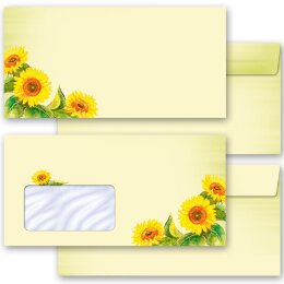 Briefumschläge SUNFLOWERS - 25 Stück DIN LANG (mit Fenster)