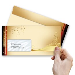 25 patterned envelopes CHRISTMAS LETTER in standard DIN long format (with windows)