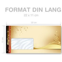 LETTRE DE NOËL Briefumschläge Enveloppes de Noël CLASSIC 25 enveloppes (avec fenêtre), DIN LANG (220x110 mm), DLMF-8265-25