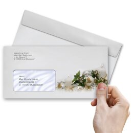 25 patterned envelopes HAPPY HOLIDAYS - EN in standard DIN long format (with windows)