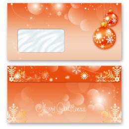 25 patterned envelopes MERRY CHRISTMAS - EN in standard DIN long format (with windows) Christmas, Christmas envelopes, Paper-Media