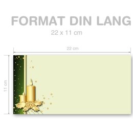 25 enveloppes à motifs au format DIN LONG - SYMBOLES DE NOËL (sans fenêtre)