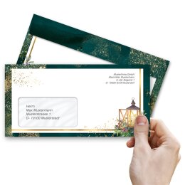100 patterned envelopes ADVENT NIGHT in standard DIN long format (with windows)