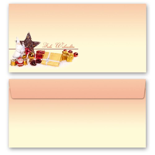 10 sobres estampados HERMOSA NAVIDAD - Formato: DIN LANG (sin ventana)