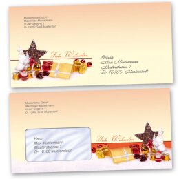10 patterned envelopes BEAUTIFUL CHRISTMAS in standard DIN long format (windowless)