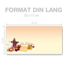 10 enveloppes à motifs au format DIN LONG - BEAU NOËL (sans fenêtre)