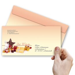 50 enveloppes à motifs au format DIN LONG - BEAU NOËL (sans fenêtre)