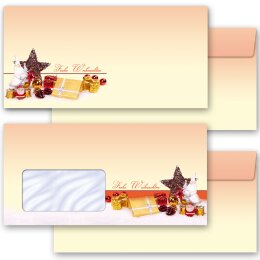 10 patterned envelopes BEAUTIFUL CHRISTMAS in standard DIN long format (with windows)
