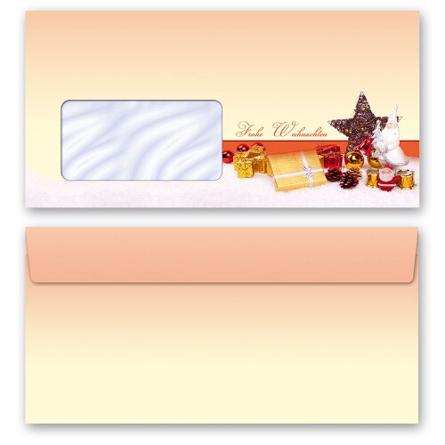 25 patterned envelopes BEAUTIFUL CHRISTMAS in standard DIN long format (with windows)