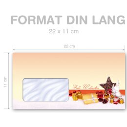 25 enveloppes à motifs au format DIN LONG - BEAU NOËL (avec fenêtre)