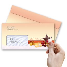 50 patterned envelopes BEAUTIFUL CHRISTMAS in standard DIN long format (with windows)