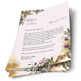 20 fogli di carta da lettera decorati Fiori & Petali NIDO DI FIORI DIN A4 - Paper-Media